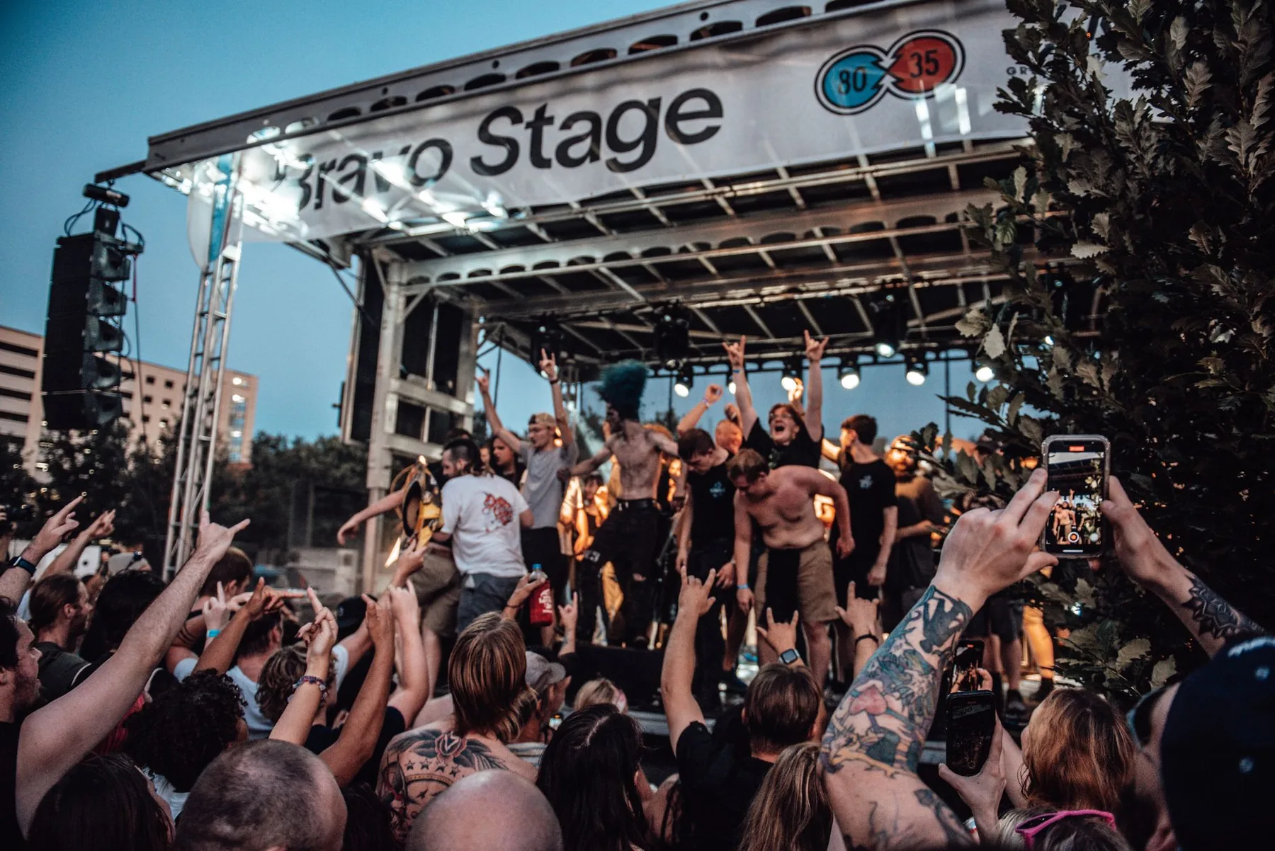 Audience in front of a rock stage Audience in front of a rock stage