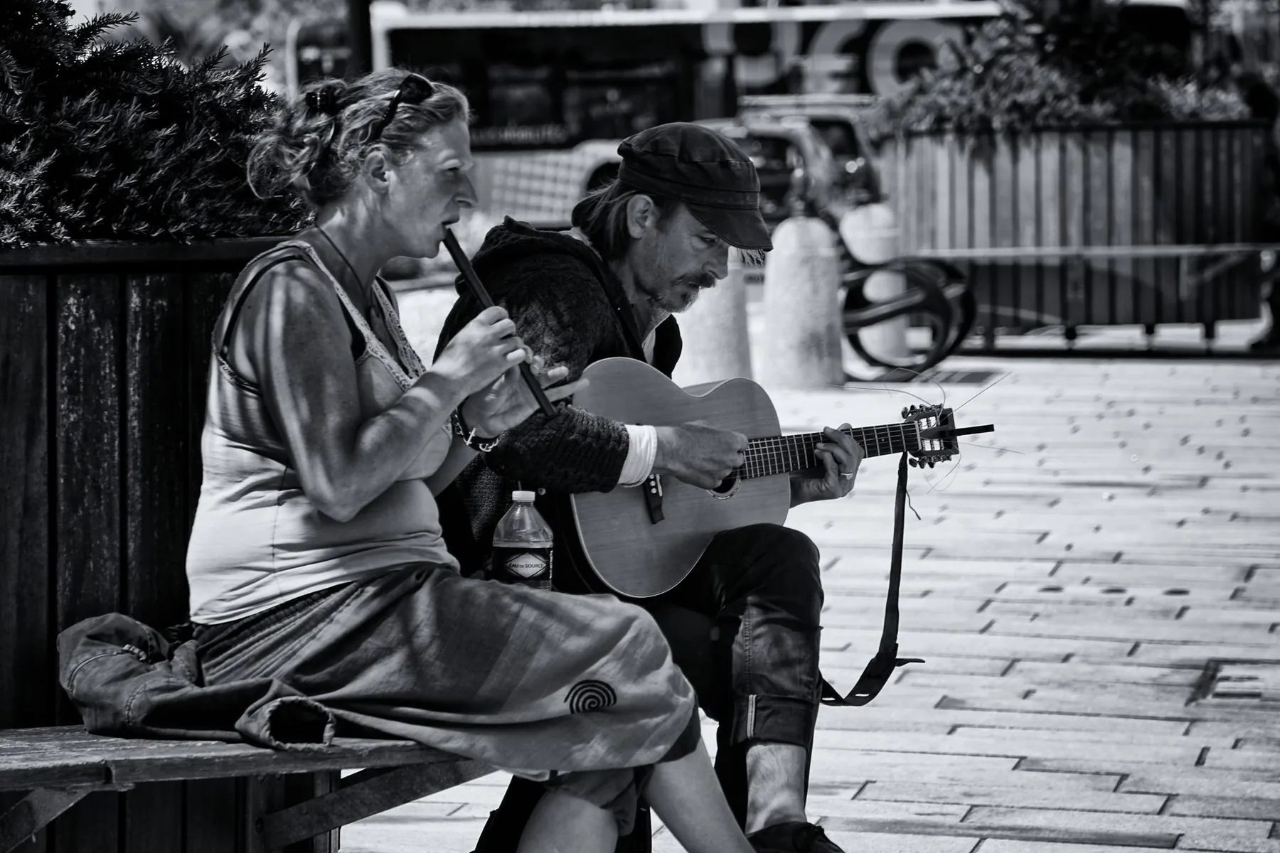 Street musicians playing guitar Street musicians playing guitar